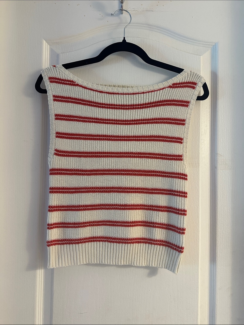 Song of Style Cream Tank Top with Red Stripes
